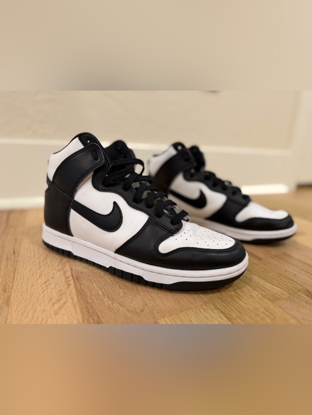 Nike Men’s Black and White High-Top Sneakers with Swoosh